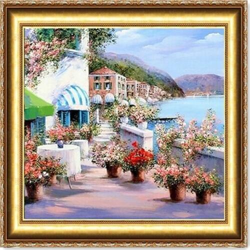 2018 Sale Top Fashion Europe Resin Diamond Embroidery Painting Scenery Villa Kits For With Beads Flower Picture Mosaic Beadwork