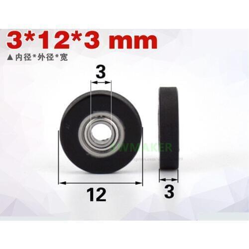 3*12*3mm 683zz rubber coated pulley, super quiet and precision roller, PU bearing wheel, for banknote counting machine