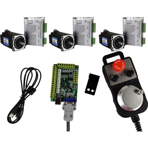 3-axis cnc kit usb mach3 cnc motion control system 556 stepper motor driver nema 23/57 stepper motor 3nm emergency stop handwhee