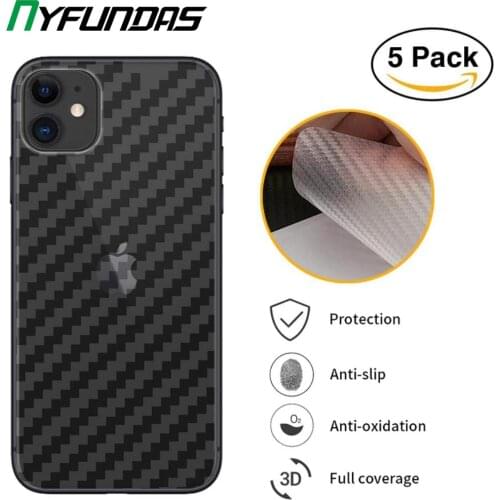 5Pcs 3D Back Carbon Fiber Rear Screen Protector For Iphone XR 8 7 6 6S Plus XS MAX X 11 Pro Max Sticker Protection verre trempe