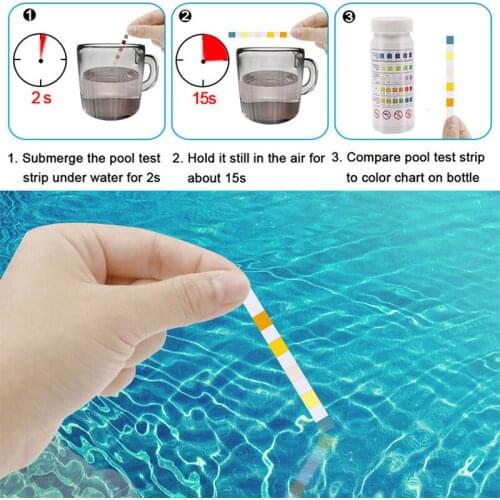 50pcs Tub Water Quality Swimming Pool Test Paper Residual Chlorine PH Value Alkalinity Hardness Test Strip XH8Z