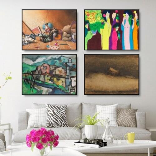 Abstract Vintage Scenery Painting Cartoon Poster Canvas Print Painting Wall Art Living Room Home Decoration