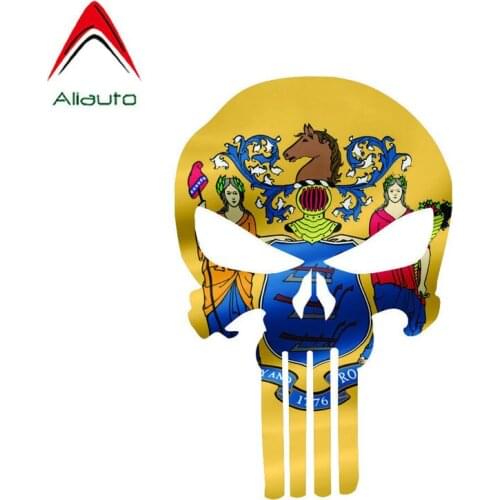Aliauto Creative Car Sticker New Jersey Flag Skull Automobile Accessories Waterproof Sunscreen Decal PVC,14cm*9cm
