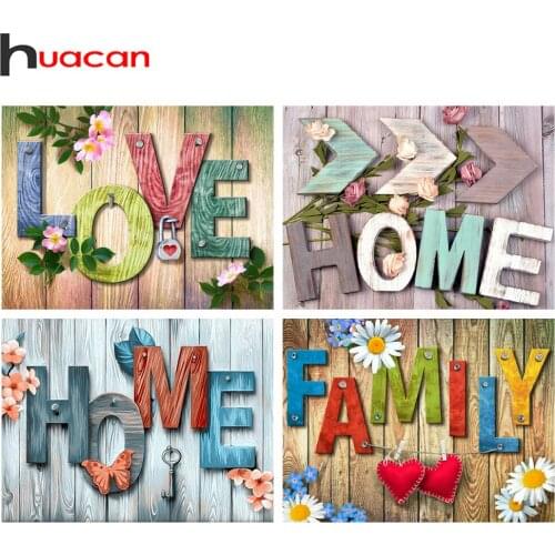 Huacan Diamond Mosaic Embroidery Text 5D DIY Diamond Painting Full Square Family Handicraft Needlework Home Decor
