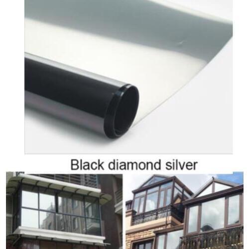 Black Silver Waterproof Window Film 40/50cmx6m One Way Mirror Silver Insulation Stickers UV Rejection Privacy Films