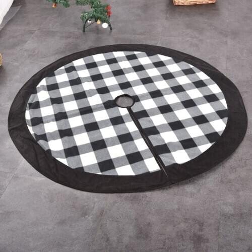 Black and White Buffalo Plaid Check Christmas Tree Skirt 48 inches, Country Xmas Tree Decorations Tree Skirts Holiday Ornaments