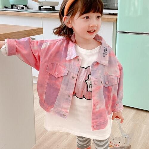 Spring and Autumn Girls' Denim Jacket Childrens Personality Trend Korean Fresh Camouflage Jacket
