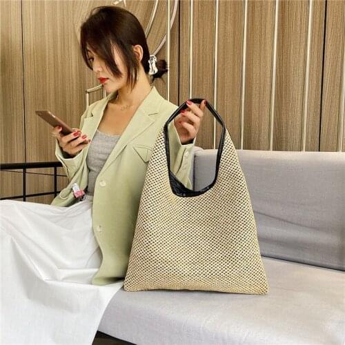 Women Rattan Shoulder Bags Wicker Woven Straw Bag Handbags Large Capacity Tote Female Summer Beach