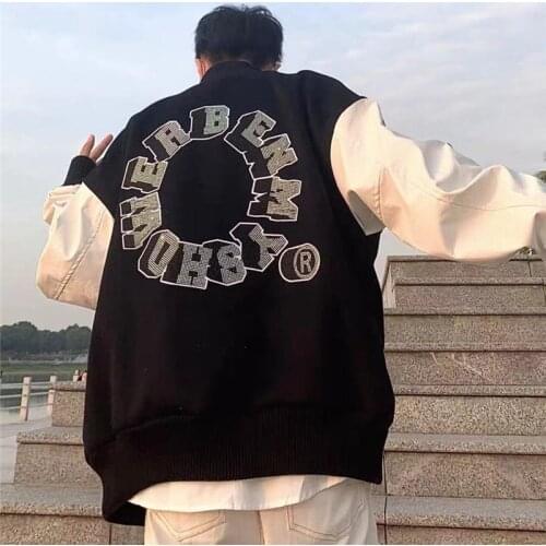 ERENEJIAN Mens Fashion Varsity Baseball Jackets With Beading Hi Street Letterman Jacket College Outerwear Leather Sleeve