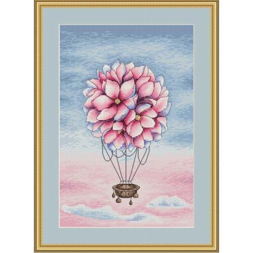 FF MM Gold Collection Counted Cross Stitch Kit Cross stitch RS cotton with cross stitch Teddy flying a kite Flower balloon