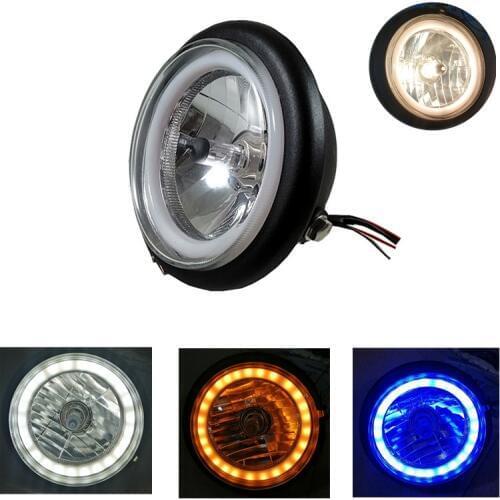 Custom Vintage Motorcycle LED Head Lamp Black Headlight 12v Head Light For Harley Honda Yamaha Kawasaki Suzuki Cafe Racer