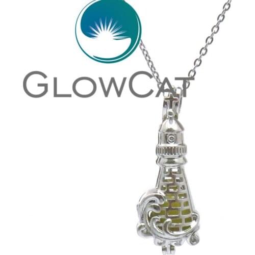 KK570 Sea Tower Lighthouse Beads Cage Locket Necklace Fragrance Essential Oil Diffuser Pendants Necklaces Unisex Party Jewelry