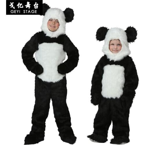 Cosplay panda Kids Cartoon Animal Costume Warm Soft Flannel Fancy Onesie Cute halloween party funny cartoon BodySuit