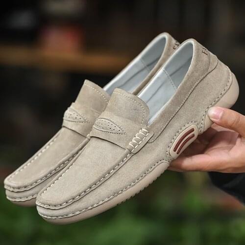 Autumn Loafers Soft Comfortable Genuine Leather Men Peas Shoes Driving Shoes Handmade Lightweight Casual Slip-on Shoes