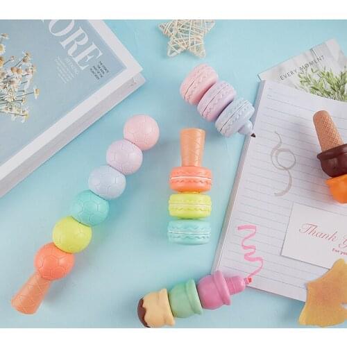 Macaron Cake Fluorescent Color Marker Liner for Drawing Paint Art Kid Gift Novelty Cookie Highlighter Pen Set