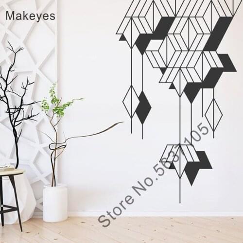 Makeyes Geometric Art Wall Decal Home Livingroom Wall Sticker Office Decoration Vinyl Geometric Style Wallpaper Abstract Q011