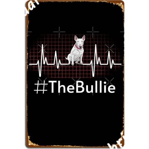 Bull Terrier Heartbeat Metal Plaque Poster Garage Decoration Club Home Living Room Printing Tin Sign Poster