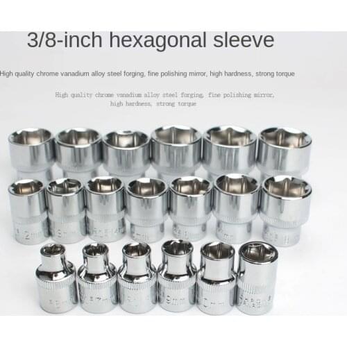 14Pcs 3/8" Drive Socke Set 6 7 8 9 10 11 12 13 14 15 16 17 18 19mm Socket Wrench Set 6 Point Socket Bit Adapter Car Repair Tools