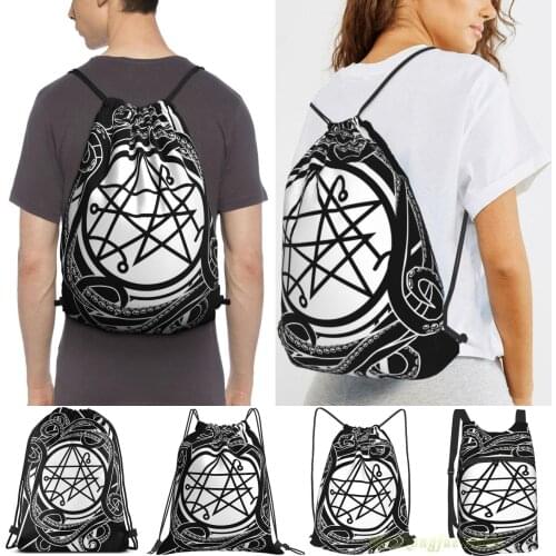 Necronomicon Gate - Sigil Of The Gateway Men Outdoor Travel Gym Bag Waterproof Drawstring Backpack Women Fitness Sackpack Bag