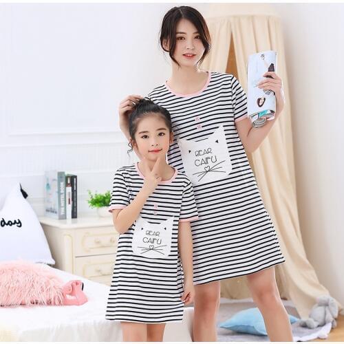100% Cotton Girls Nightdress Nightgown Girl Fashion Nightshirt Children Pajamas Cartoon Nightwear Summer Baby Sleepwear Outfit
