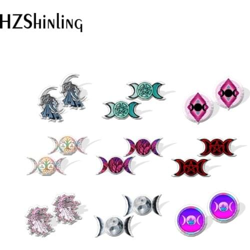 2021 New Triple Moon Goddess Stud Earring Acrylic Resin Earrings Epoxy Handmade Jewelry Gifts Friends