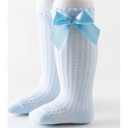 New Summer Baby Girl Socks Toddler Kids Bow Cotton Mesh Breathable Sock Newborn Knee High Infant Long Cute Girls Socks 0-3Years