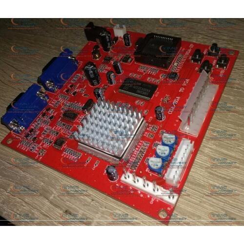 New arrival CGA TO VGA converter CGA EGA YUV to VGA Red PCB 2 VGA output accessories cabinet parts for arcade LCD game machine