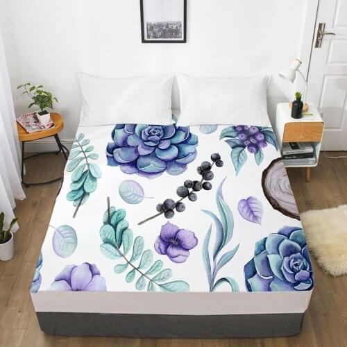 New Product 1pc 3D HD Nordic Fitted Sheet Mattress Cover Four Corners With Elastic Band Bed Sheet 160x200 150x200 purple