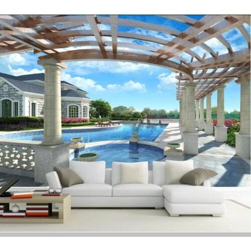Papel de parede 3D swimming pool background wall modern wallpaper mural,living room tv wall bedroom wall papers home decor