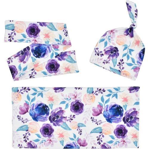 Newborn Infant Baby boys girls Cute Swaddle Blanket Baby Comfortable Sleeping Swaddle Muslin Wrap Headband Hat baby 0-3 month