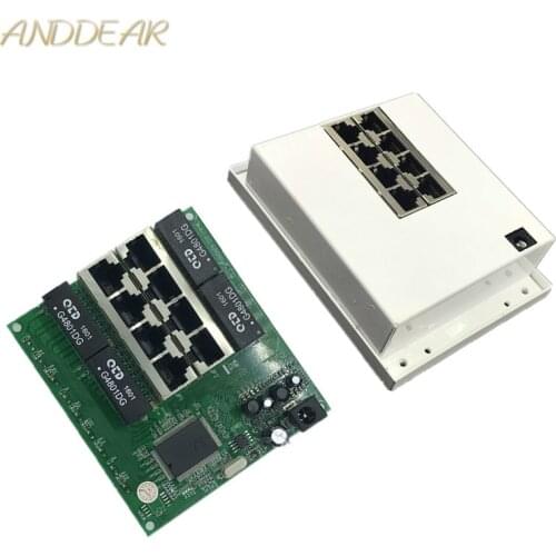 OEM PBC 8Port Gigabit Ethernet Switch 8Port with 8 pin way header 10/100/1000m Hub 8way power pin Pcb board OEM screw hole