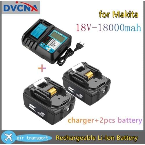 18V18Ah Rechargeable Battery 18000mah Li-Ion Battery Replacement Power Battery for MAKITA BL1880 BL1860 BL1830battery+Charger