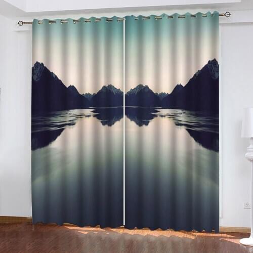 Customized size Luxury Blackout 3D Window Curtains For Living Room blue scenery curtains Decoration curtains