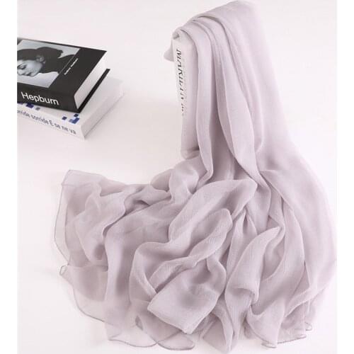 Luxury Brand 2019 New Fashion Summer Solid Silk Scarf Women Shawls and Wraps Bandana Pashmina Beach Hijab Female Foulard