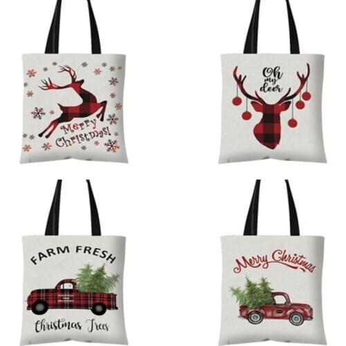 Christmas Canvas Handbag 40*45cm Canvas Shopping Bag Halloween Christmas Design Merry Christmas Women Canvas Totebag SSN3519