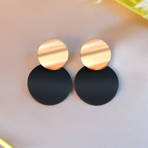 New Korean Statement Black Drop Earrings For Women Fashion Retro Geometric Round Cute Earrings For Teens Jewelry Wholesale Hot