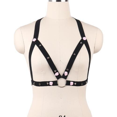 Body Harness Chest Cage Bra Strap Tops Elastic adjust Bondage Lingerie Sexy Goth Fetish Erotic dance Halloween Rave Wear