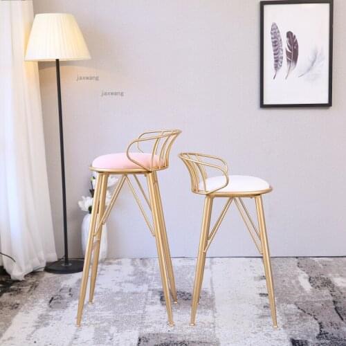 Nordic Wrought Iron Household Furniture Back Bar Chair for Kitchen Dormitory Barstool Simple Modern Front Desk High Bar Chairs