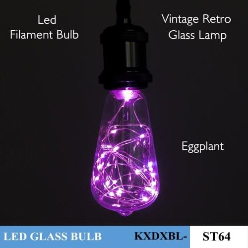Eggplant Shape LED Vintage Filament Glass Bulb Retro Lamp E27 AC85-265V Multi Colors Lampada Copper Wire String Decor Lights