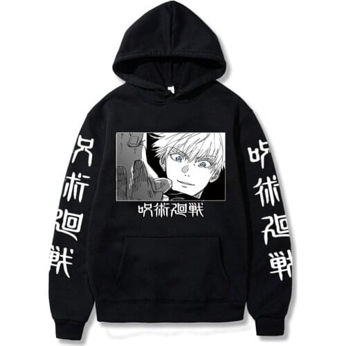 Japanese Anime Jujutsu Kaisen Gojo Satoru Printed Mens Hoodie Streetwear Casual Sweatshirts Harajuku