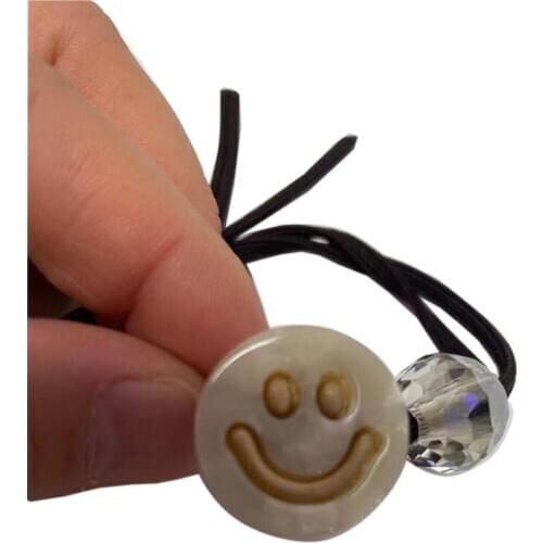 High Quality Hair Band Simle on Fastner& Buttons Decor Hair Rope Crystal Hair Ring for Girls