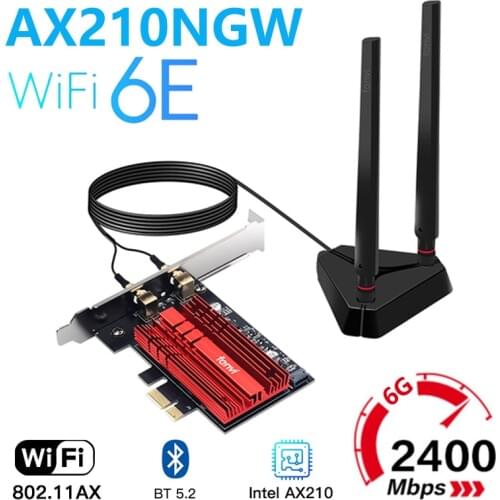 Wi-Fi 6E Intel AX210 Tir Band 2.4G/5G/6Ghz 5374M Wi-Fi Card BT 5.2 AX200 PCIe Wireless Wifi Network Adapter PCI Express Wlan