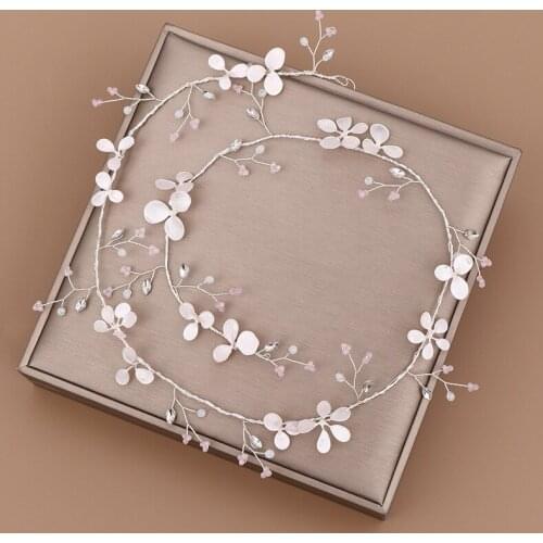 Silver Color Floral Flower Bridal Headpiece Tiara Wedding Hair Accessories Hair Vine Handmade Headband Hair Jewelry For Bride