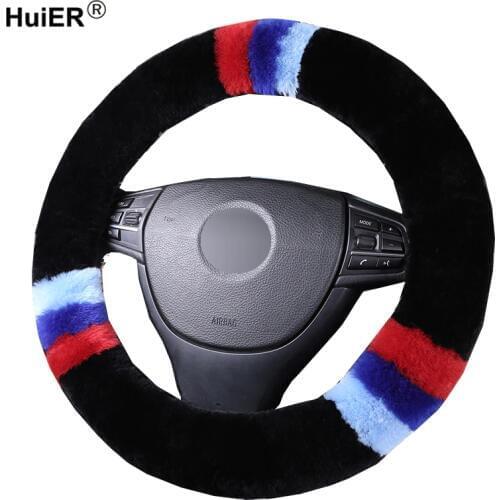 Winter Wool Braid on Car Steering Wheel Cover For 36 CM 38CM 40 CM 42CM Steering-Wheel Soft Warm Stuurhoes Volant Funda Volante