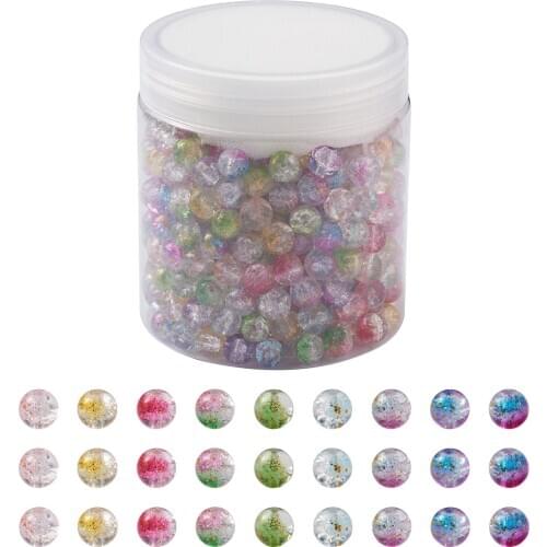 1Box Transparent Spray Painted Crackle&Frosted Glass Beads For DIY Making Necklace Bracelet Jewelry Gifts