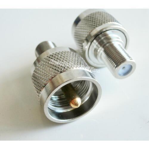 1Pcs F-UHF Adapter F Jack Female to UHF PL-259 PL259 Male Plug RF connector Copper
