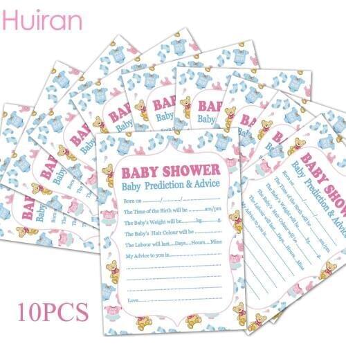 Huiran 10pcs Cards Baby Prediction Advice Souvenir Game Baby Shower Decor Christening Boy Girl Decor Birthday Party Supplies