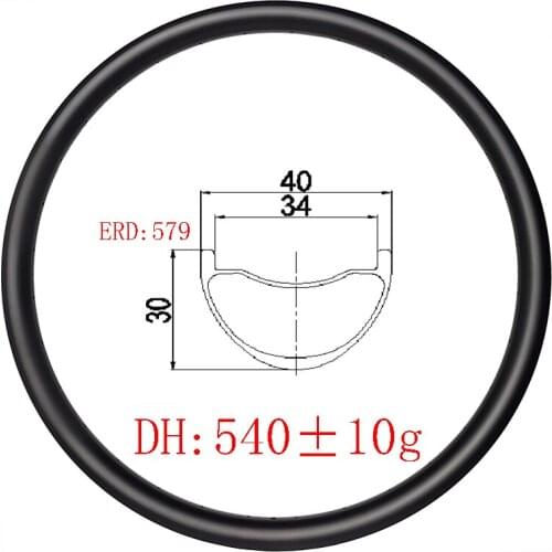 29er MTB DH 40mmx30mm carbon rim hookless tubeless 40mm wide 30mm deep U-shape Down Hill 24H 28H 32H UD 3K 12K matte glossy bike