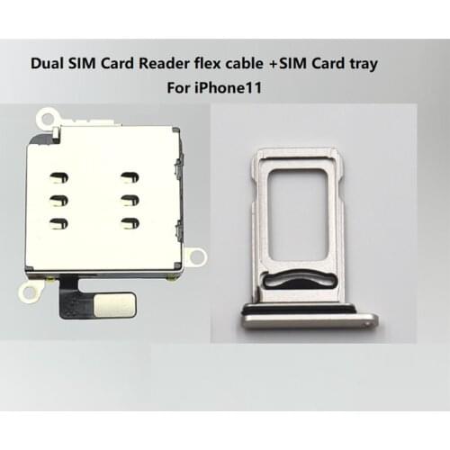 5set/lot for iPhone 11 Dual SIM Card Reader flex cable +SIM Card tray Holder Slot Adapter Replacement