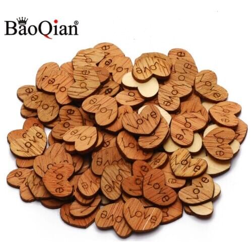 50pcs Brown Mini Wooden Love Heart Scrapbooking Decorate Wooden Confetti Table Scatter DIY Craft Wedding Home Decoration